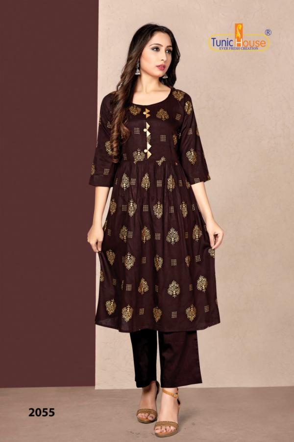 Tunic House Pinch Designer Foil Print Kurti 